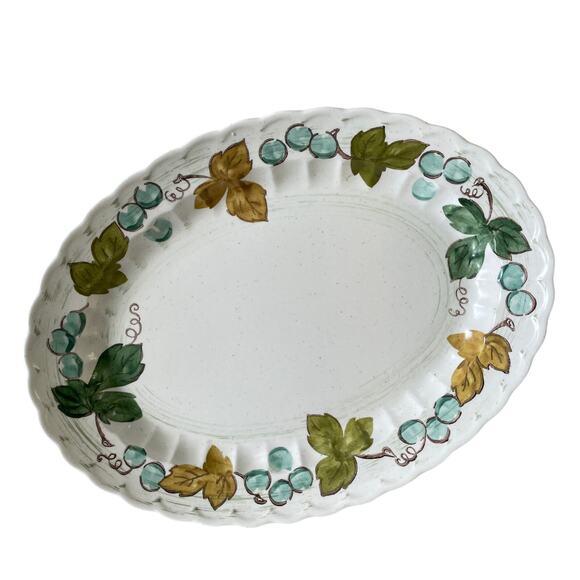 Metlox Vintage Vernon Ware Vineyard Oval Serving Platter 14x10 Made in USA Mint! - Picture 2 of 6